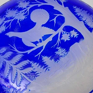 Сервировочное Хрустальное Блюдо «Охота - Глухарь» JOSKA BODENMAIS Германия, 60-е гг.