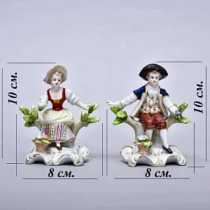 Парные Фарфоровые статуэтки «Дети с цветами», SITZENDORF Германия, середина ХХ века.