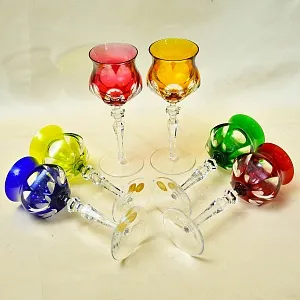 «МЭРИЛИН» - Шесть Бокалов из Цветного Хрусталя, NACHTMANN Германия, 60 -е годы ХХ века.