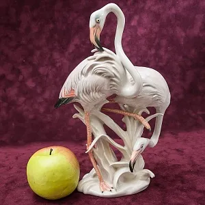 Птицы - Фарфоровая статуэтка «ПАРА ФЛАМИНГО», Карл Энс / Karl Ens,  Германия, 50-е годы ХХ века.