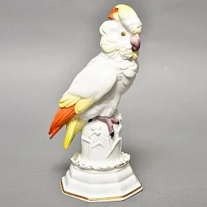 Антикварная Фарфоровая Статуэтка «Белый Попугай - Какаду», ROSENTHAL Германия - 1930 год. 