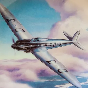 Коллекционная Тарелка «Самолёт - Хейнкель Не-70 над Речной дельтой» Фарфор, Германия -1994 год.