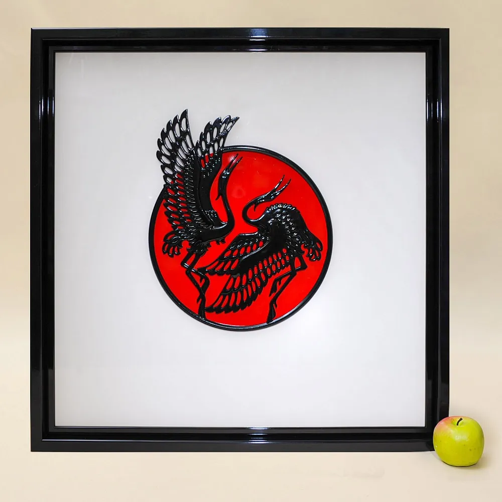 Редкость!!! Картина - Панно - Барельеф «Журавли - страны восходящего Солнца» Япония -1980 год.