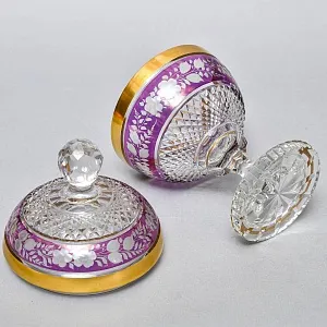 Винтажная Хрустальная Ваза с крышкой - Конфетница - Доза, Egermann, Богемия, Чехия 50-е гг. 