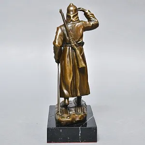 Авторская Бронзовая Статуэтка «Красноармеец в дозоре», Россия конец ХХ - начало ХХI веков. 