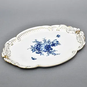 Большое Коллекционное Фарфоровое Блюдо - Тарелка - Поднос «Голубые цветы», MEISSEN Германия.