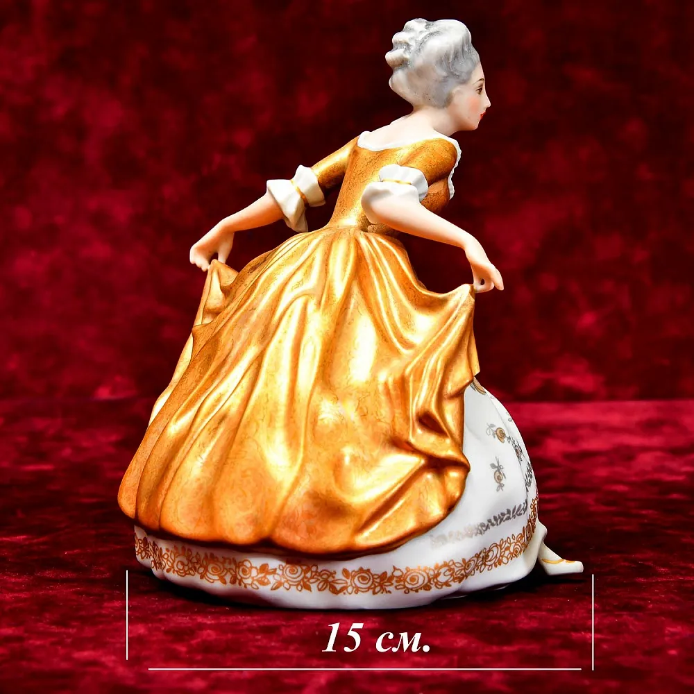 Редкость! Коллекционная Фарфоровая статуэтка «Девушка в золотом платье», ROSENTHAL, Германия - 1974 год.