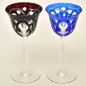 Набор «Тет-а-Тет» Пара Бокалов для Вина, Цветной Хрусталь, GUTEZEICHEN Германия, 60-е гг.