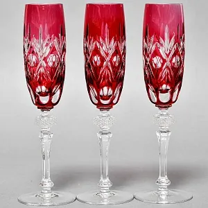 Набор Фужеров для Шампанского серия «Die Eingebung», Цветной Хрусталь WMF Cristal Cabinet Германия, 60 -гг.