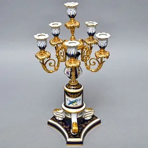 Редкость! Большой Фарфоровый Канделябр - Подсвечник на 6-ть свечей, Giulia Mangani Италия, середина ХХ века. 