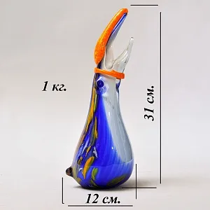 Авторская Коллекционная Стеклянная Статуэтка - Ваза «Тукан», Цветное стекло, Россия.