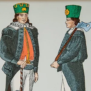 Настенное Панно - Плакетка - Картина «Люди средневековья», Керамика, Италия - вторая половина ХХ века. 