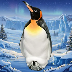 Большая Фарфоровая статуэтка Птицы - «ПИНГВИН С ПИНГВИНЕНКОМ», Hutschenreuther Германия.