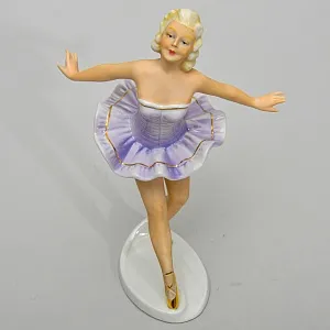 Коллекционная Фарфоровая статуэтка «Танцовщица в cиреневом», FASOLD & STAUCH Германия, 60-е годы ХХ века.