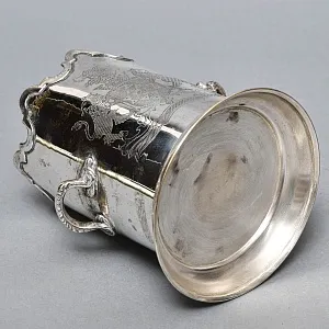 Антикварная Бутылочная передача - Сервировочная Подставка для Бутылок, Silverpalted Металл, SHEFFIELD Англия. 