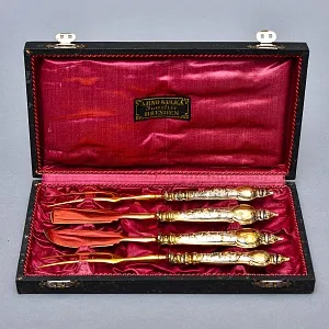 Антикварный Набор для Подачи и Сервировки Закусок, 4 предмета, Дрезден Германия 1922-1925 гг.