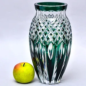 Класическая Хрустальная Ваза зелёного цвета, VAL SAINT LAMBERT, Бельгия.