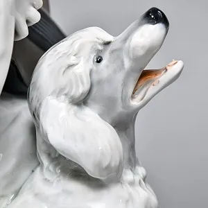 Антикварная Фарфоровая статуэтка «Пьеро с гитарой и пудель», Rosenthal Германия - 1924 год. 