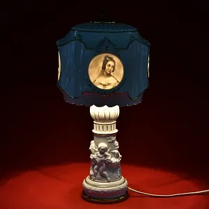 Фарфоровая Электрическая Лампа «ПОРТРЕТЫ», Литофания, Sitzendorf Германия.
