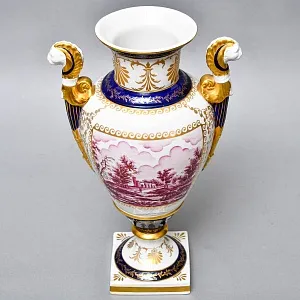 Коллекционные Парные Фарфоровые Вазы в стиле Ампир, Giulia Mangani Италия, середина ХХ века. 