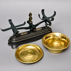 Антикварные Чугунные Кухонные - Аптекарские весы FОRCE BALANCE на 2кг. Франция начало ХХ века!
