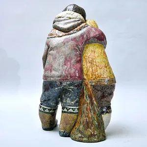 Редкость! Большая Фарфоровая Статуэтка «ЭСКИМОСЫ МАЛЬЧИК И ДЕВОЧКА» Н-38 см. Грес Lladro, Испания.