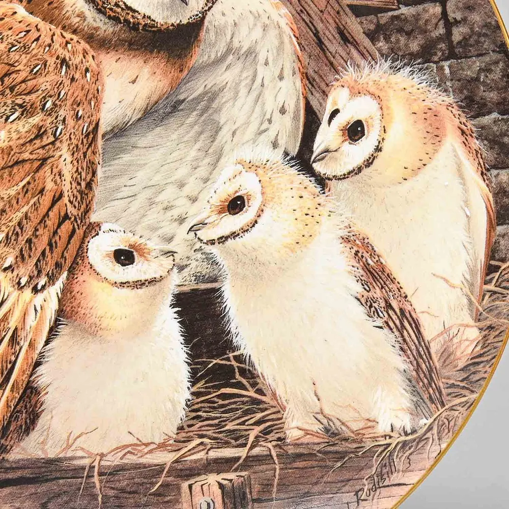 Коллекционная Тарелка «Сова Сипуха - Обнимающие птенцов» Фарфор, Franklin Porcelain США -1983 год.