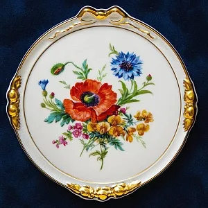 Картина - Панно из Трех Фарфоровых Плакеток  «Летние Цветы», KAISER Германия.