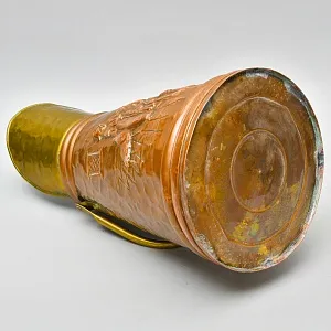 Высокий Зольник «Дама с Кавалером - У Камина» или Подставка для зонтов и тростей, Медь, Латунь, Бельгия.