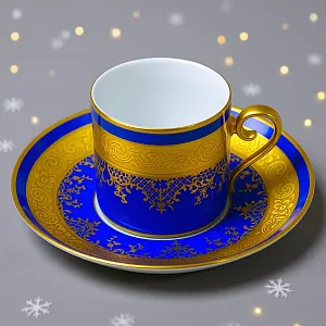 Коллекционная Фарфоровая Кофейная Пара «Лазурная роскошь»,  KARLSBADER, Германия.