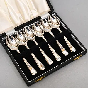 Винтажный набор из 6-ти кофейных ложек, Silverplate, J Dixon & Sons SHEFFIELD Англия, 50-е гг. 