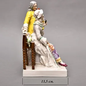 Антикварная Фарфоровая статуэтка «Галантная сцена у клавесина», Ernst Bohne Sohne Германия, 1901 - 1920 годы. 