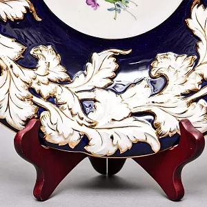 Коллекционное Фарфоровое Блюдо - Тарелка «БУКЕТ», Кобальт, MEISSEN Германия - середина ХХ века. 