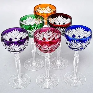 Бокалы для Вина из Цветного Хрусталя JOSEPHINENHUTTE Германия, 60 -е гг.