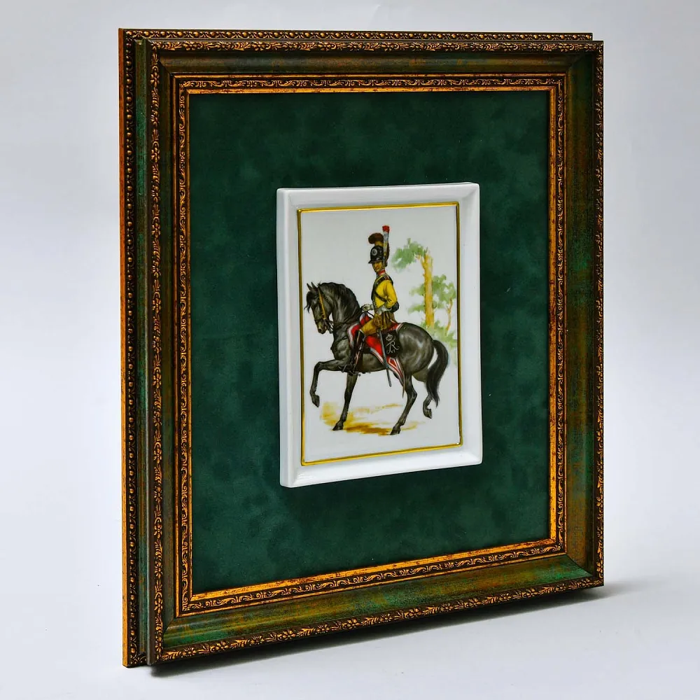 Фарфоровая Плакетка - Картина - Панно из коллекции «Кавалеристы ХIX века», Германия.