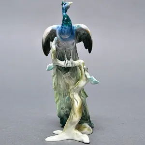 Коллекционная Фарфоровая статуэтка «Птица. Павлин на ветке», Kaiser Германия, середина ХХ века. 