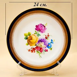 Антикварная Тарелка - Блюдо «Летний букет» Фарфор, Роспись HEUBACH, Германия -1910 год..