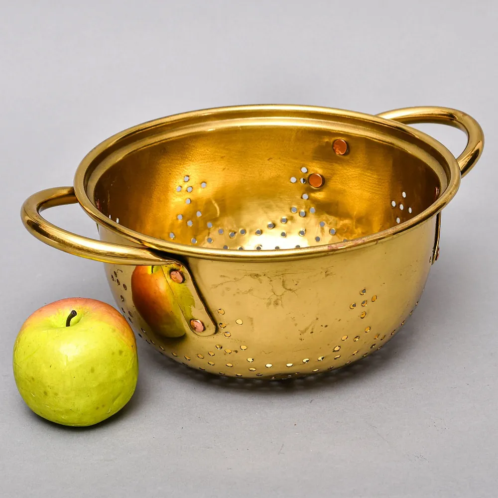 Антикварный Глубокий Латунный Дуршлаг - Сито - Сотейник Франция начало ХХ века.