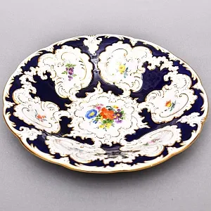 Коллекционное Фарфоровое Блюдо - Тарелка «ЦВЕТЫ», Кобальт, MEISSEN  Германия - середина ХХ века.  
