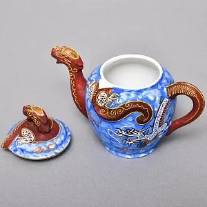 Чайный Сервиз на 6 персон «Синий Дракон», Фарфор SATSUMA Япония, середина ХХ века. 