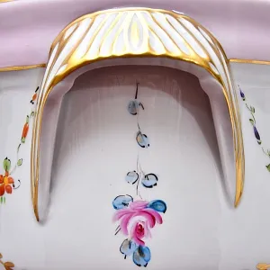 Антикварное Фарфоровое Кашпо или Ваза c ручками «Цветочная гирлянда», Limoges Франция.