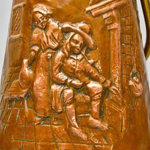 Высокий Зольник «Дама с Кавалером - У Камина» или Подставка для зонтов и тростей, Медь, Латунь, Бельгия.