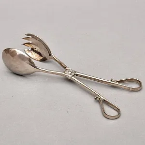 Сервировочные Щипцы для салата, Металл Silverplate, Англия - середина ХХ века.