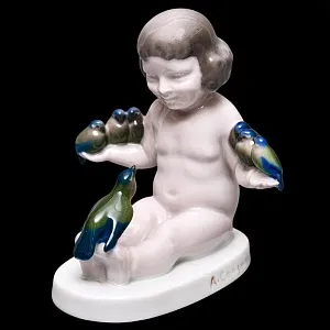 Редкость! Антикварная Фарфоровая статуэтка «Девочка с птицами», ROSENTHAL Германия - 1918 год.