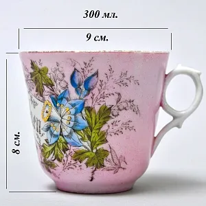 Антикварная Фарфороввая Чайная Пара «НА ПАМЯТЬ», Германия, конец XIX века.