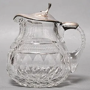 Хрустальный Кувшин - Графин с металлической крышкой, Silverplate Германия середина ХХ века.
