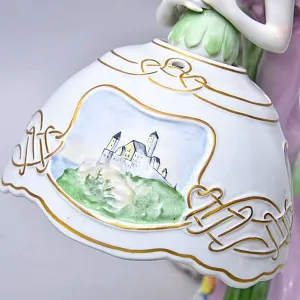 Фарфоровая Электрическая Лампа в стиле Арт-Деко «Девушка с Лилией», Литофания, PLAUE Германия.