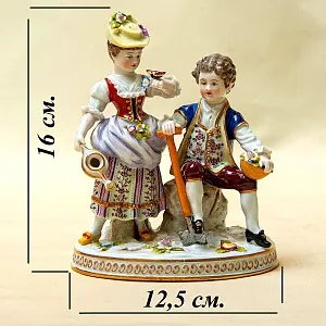 Редкость! Антикварная Фарфоровая Статуэтка «МАЛЕНЬКИЕ САДОВНИКИ», Frankenthal Германия 1762 - 1770 годы.