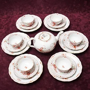 Чайный Сервиз «Индийский цветок» на 6-ть персон Фарфор MEISSEN / МЕЙСЕН Германия.