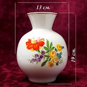 Фарфоровая Ваза «Цветочный Букет» Н -19 см., MEISSEN / МЕЙСЕН, Германия.
